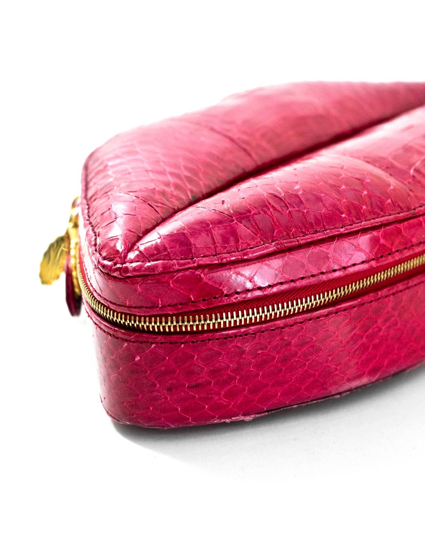 Women's Lulu Guiness Pink Snakeskin Lips Handle Bag