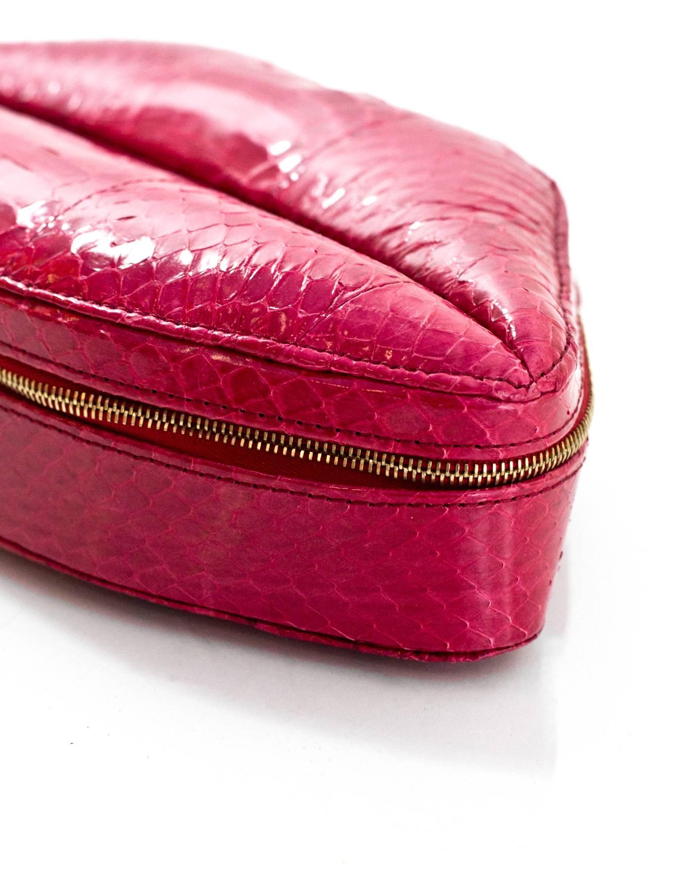 Lulu Guiness Pink Snakeskin Lips Handle Bag 1