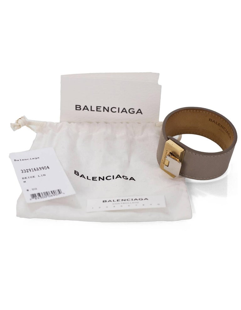 Balenciaga Grey Leather Le Dix Cuff Bracelet Sz M with DB For Sale at  1stDibs