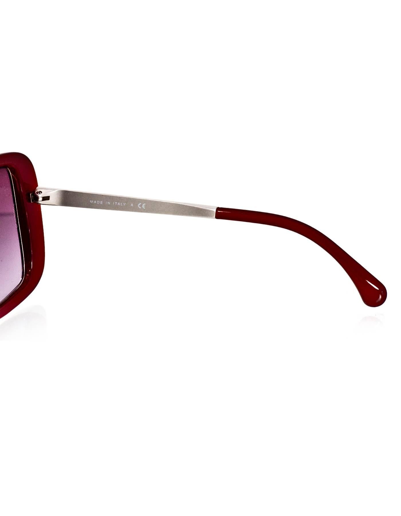 Chanel Burgundy & Silver Sunglasses In Excellent Condition In New York, NY