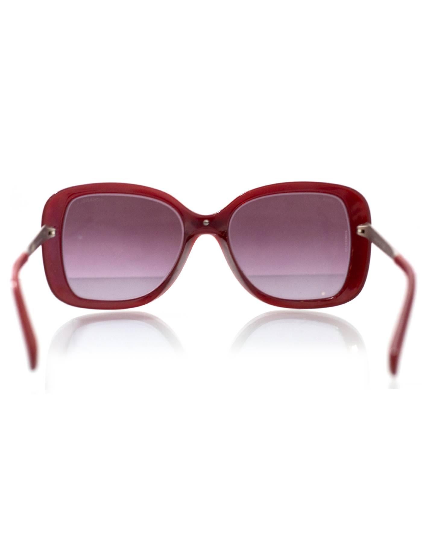 Pink Chanel Burgundy & Silver Sunglasses