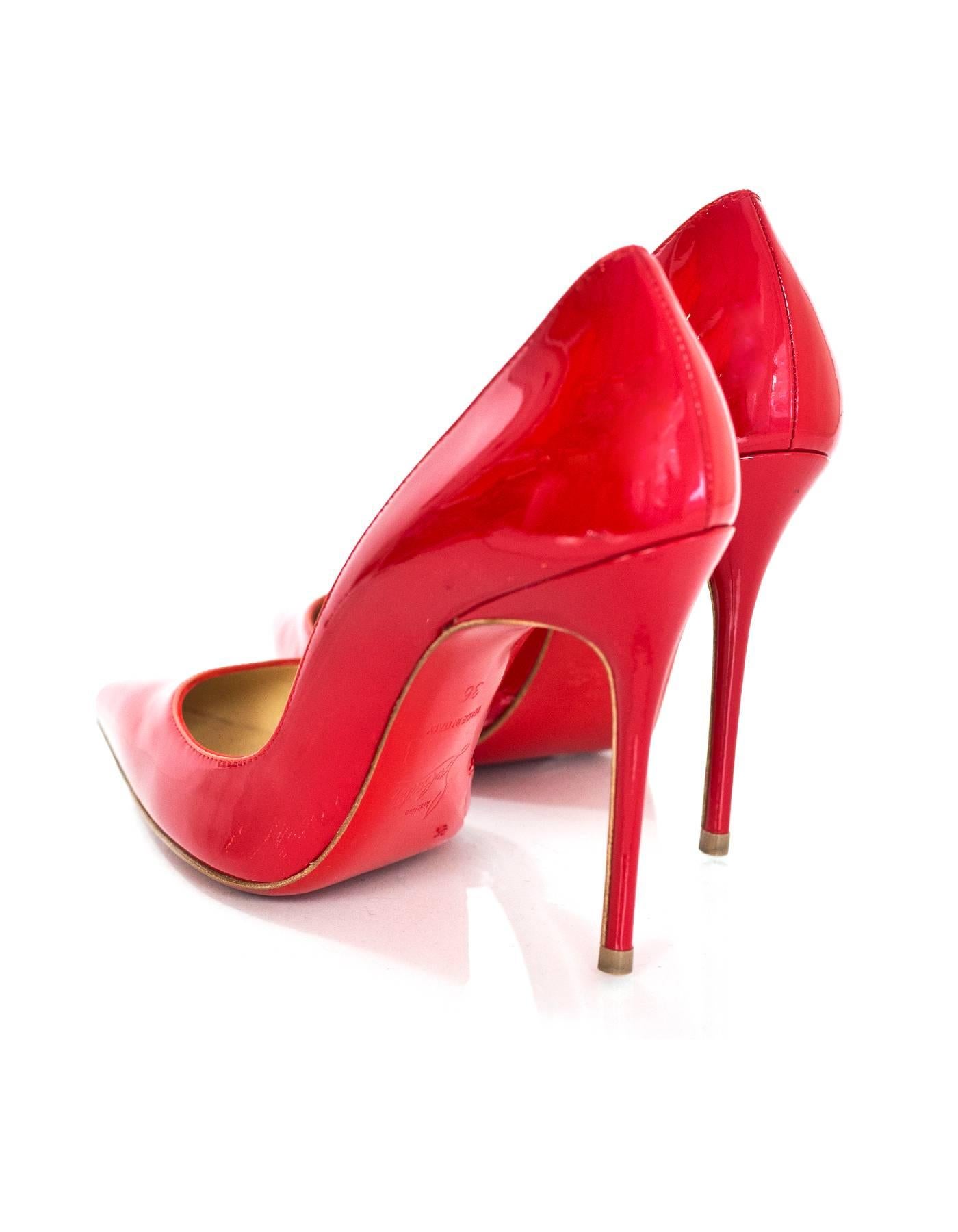 Women's 10/5 Christian Louboutin Red Patent Iriza d'Orsay Pumps Sz 36 with DB