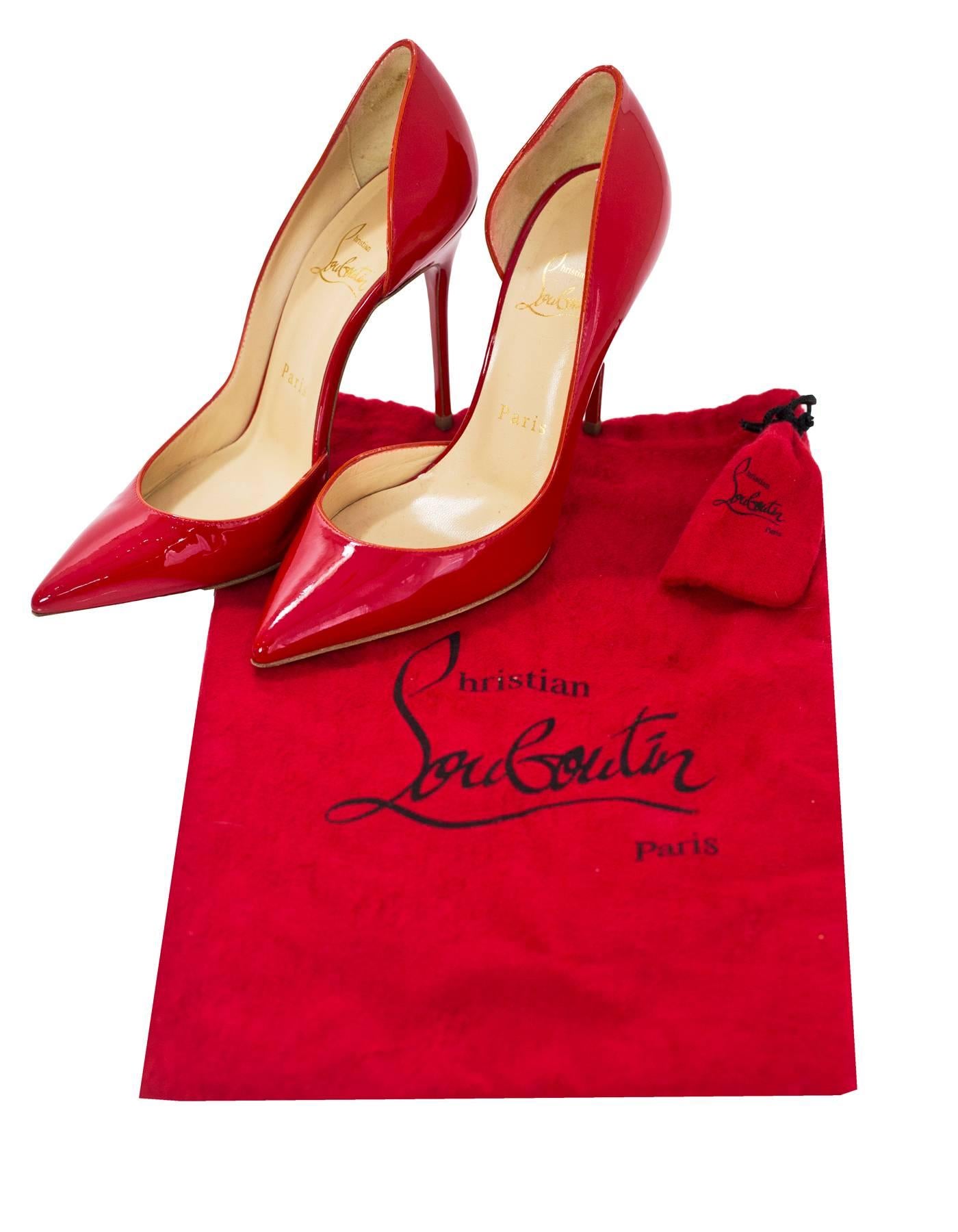 10/5 Christian Louboutin Red Patent Iriza d'Orsay Pumps Sz 36 with DB 3