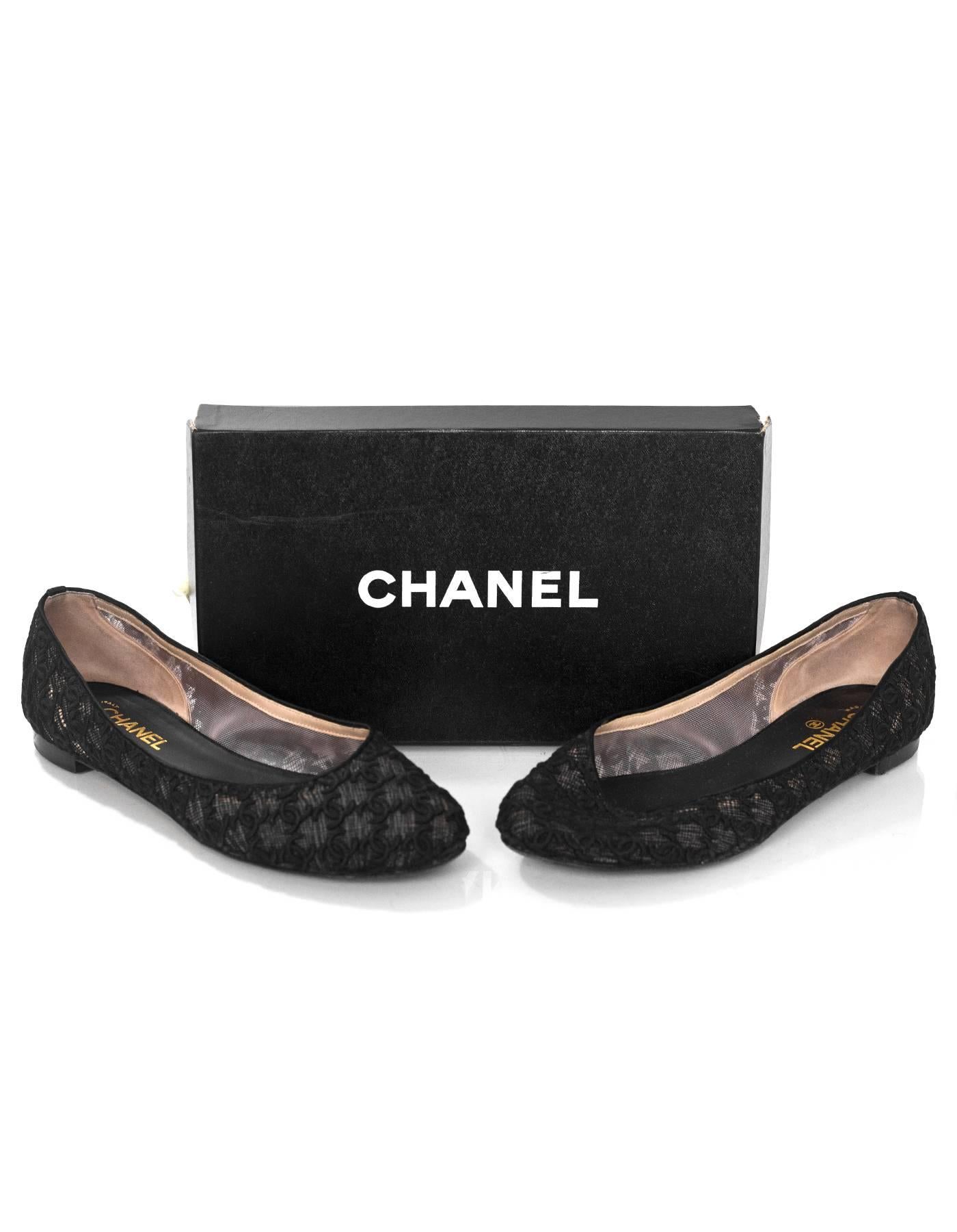 Chanel Black CC Mesh Ballet Flats Sz 42 1
