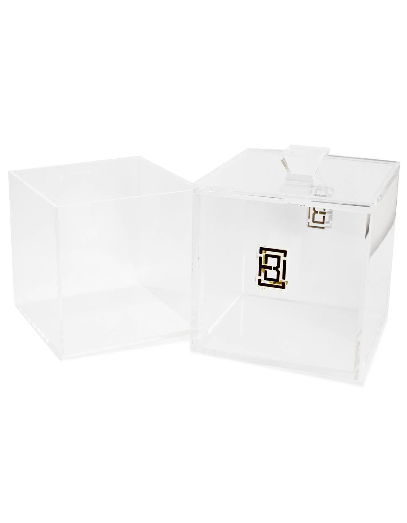 Tory Burch Clear Lucite Ice Bucket w/ Box RT. $295 In Excellent Condition In New York, NY