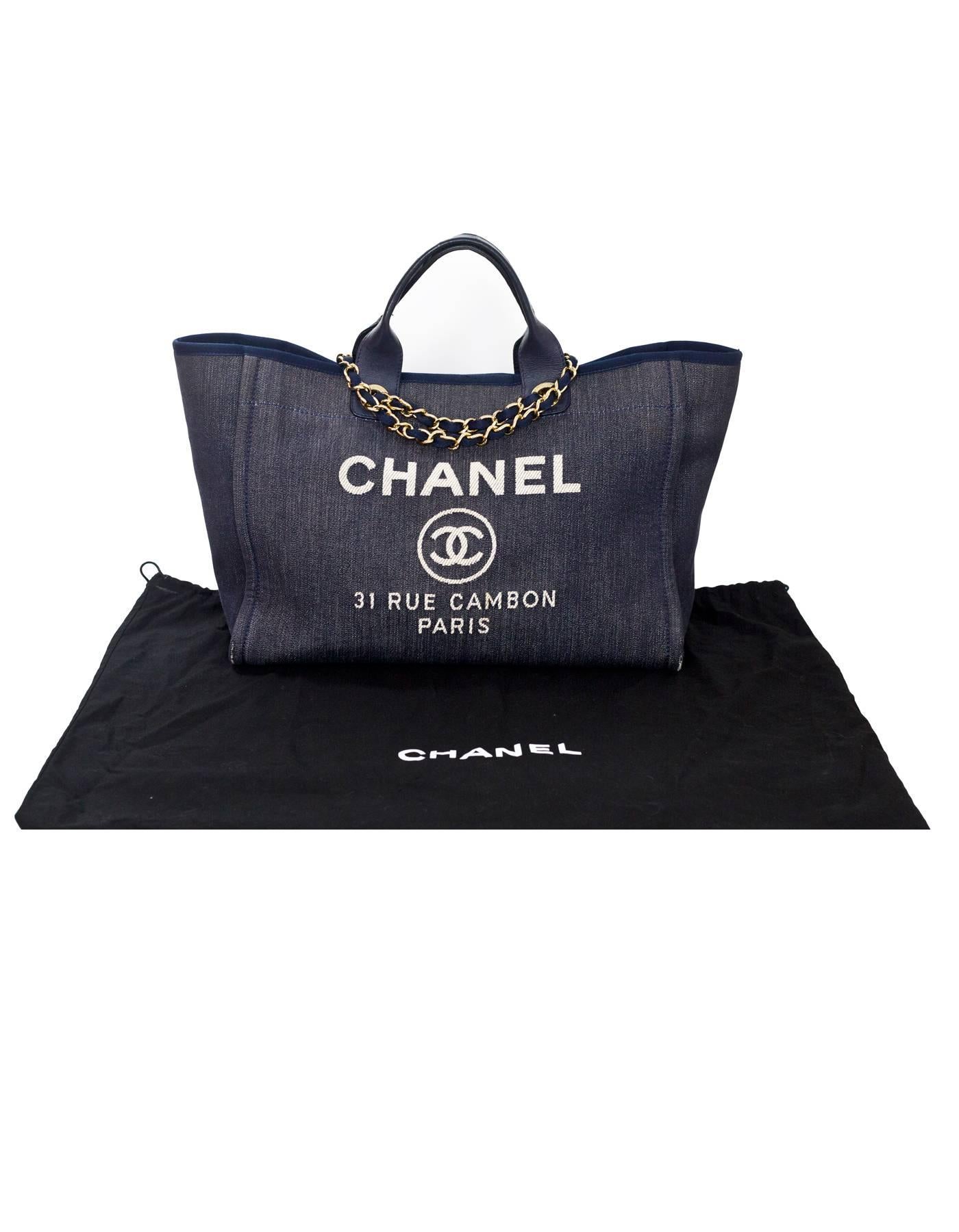 Chanel Sold Out Blue Denim Deauville Satchel Bag with DB 4
