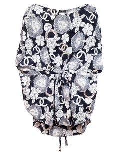 Chanel Black & White Lion, Camellia, CC Print Tunic Sz FR 42