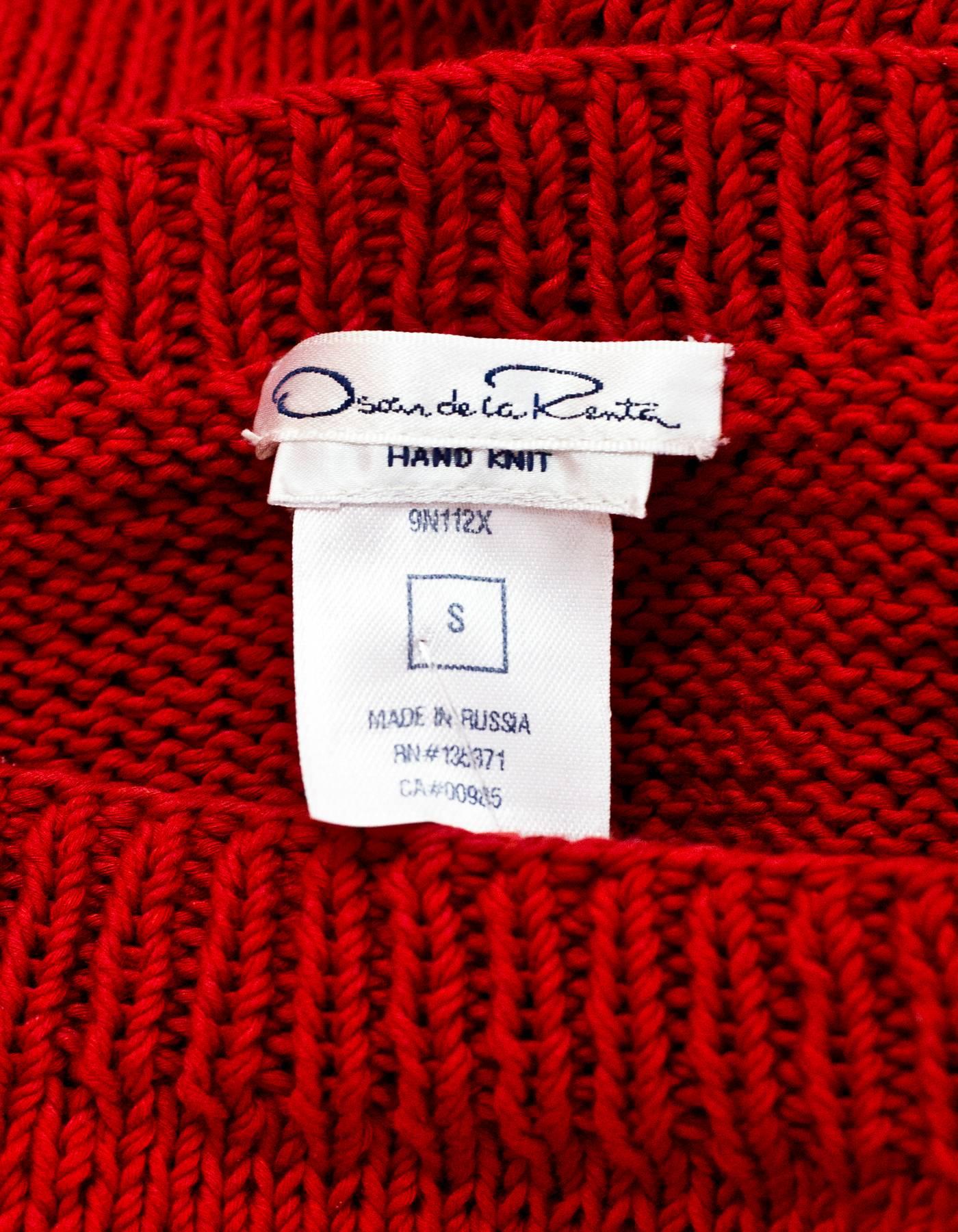 Oscar De La Renta Red Longsleeve Sweater Sz Small In Excellent Condition In New York, NY