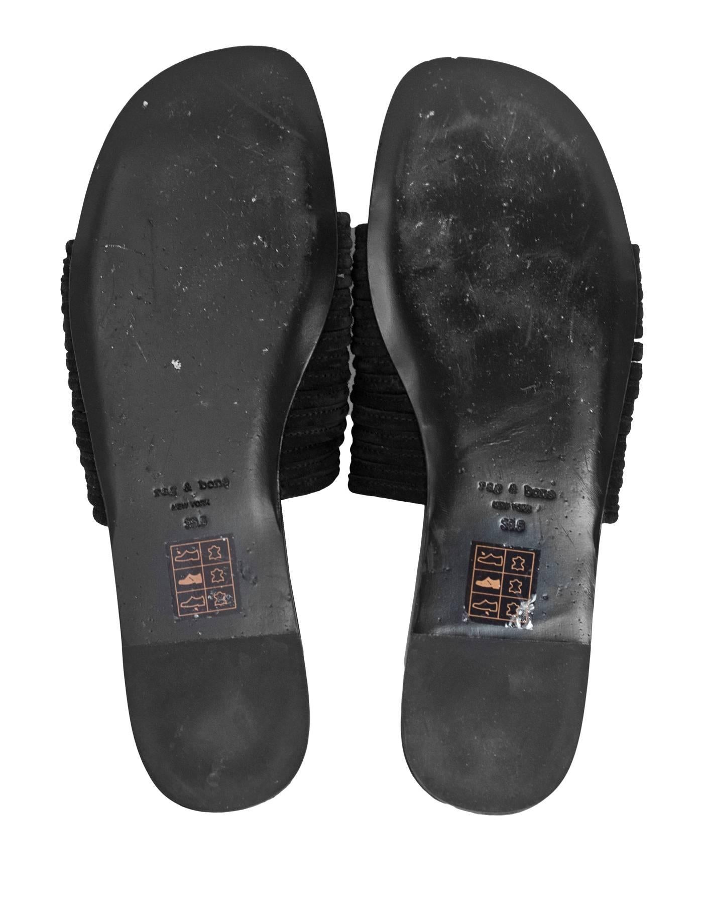 Women's Rag & Bone Black Suede Cameron Slide Sandals Sz 39.5
