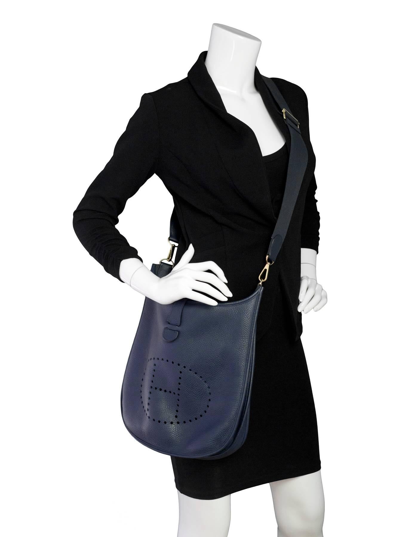 Hermes Navy Blue Clemence Leather 