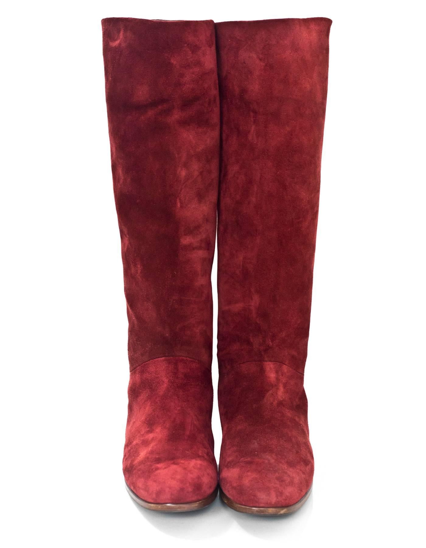 Brown Gucci Burgundy Suede Boots Sz 40