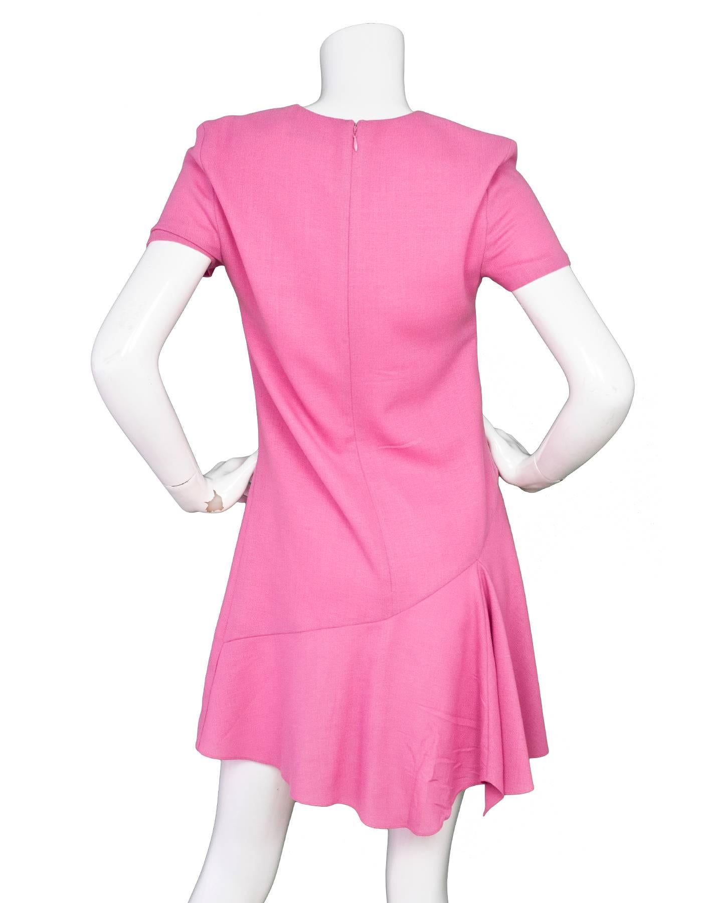 Christian Dior Pink Wool Dress Sz 6 In Excellent Condition In New York, NY
