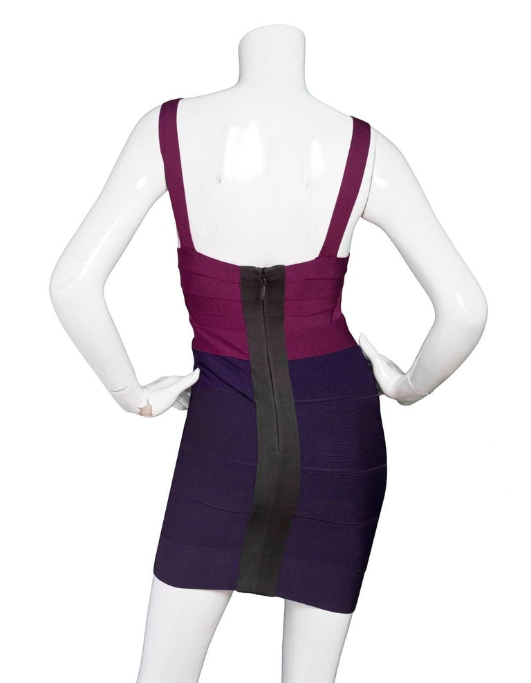 Herve Leger Purple Bandage Dress Sz S For Sale at 1stDibs