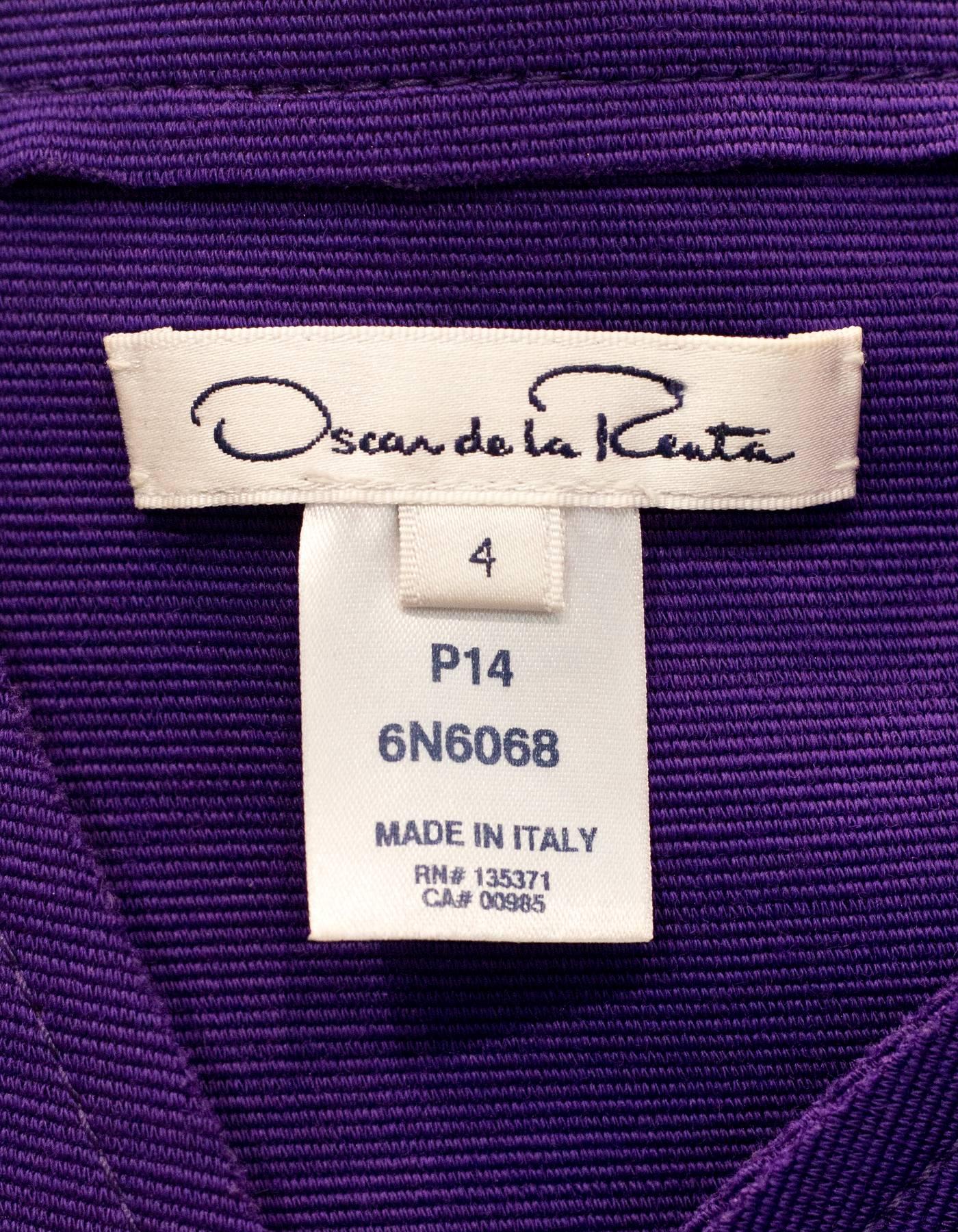 Oscar De La Renta Purple Ruched Sheath Dress Sz 4 1