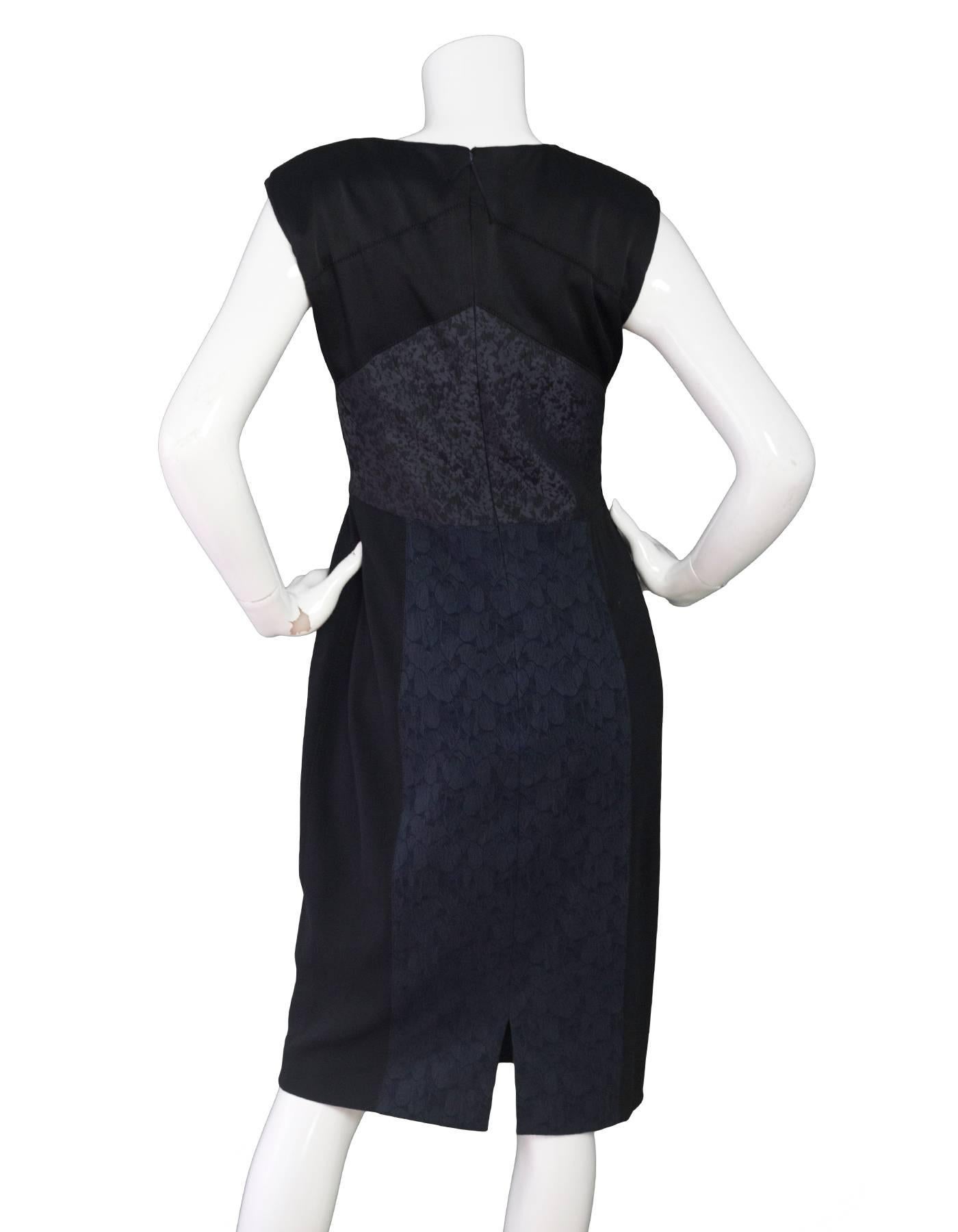 J. Mendel Black & Navy Print Dress Sz 6 In Excellent Condition In New York, NY