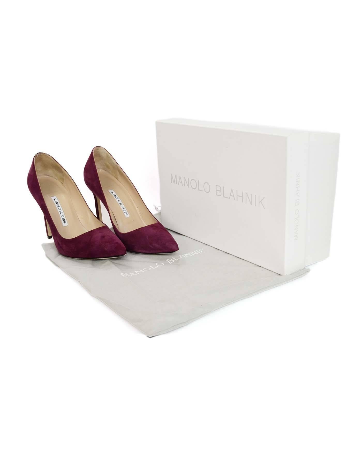 Manolo Blahnik Burgundy Suede BB Pumps Sz 38 with Box and DB 2