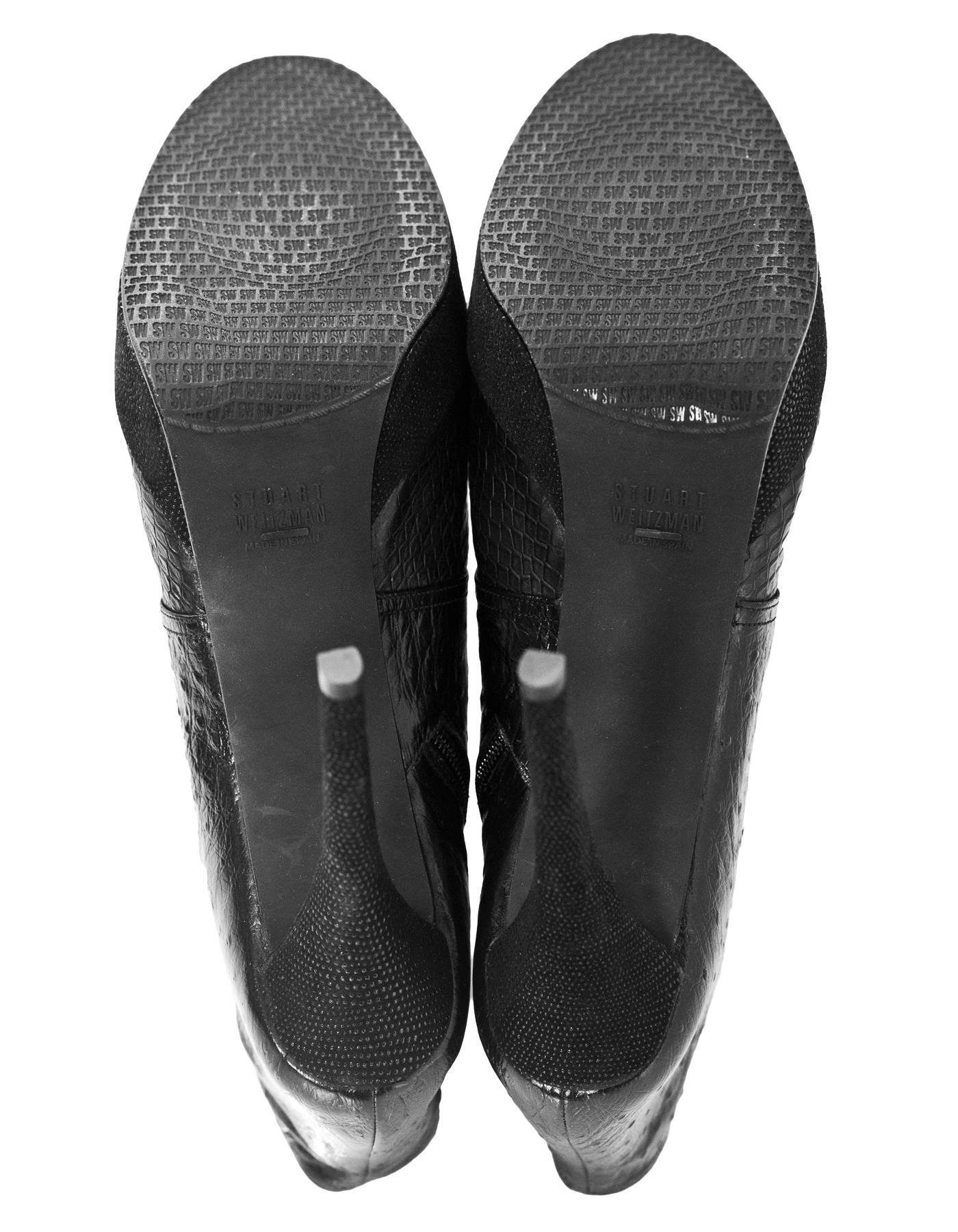 Stuart Weitzman Black Melange Ankle Boots Sz 11 with Box and DB 1