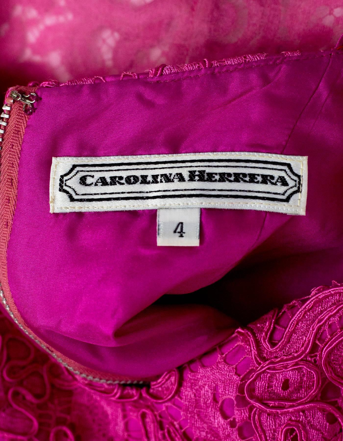 Women's Carolina Herrera Pink Lace Spaghetti Strap Top sz US4