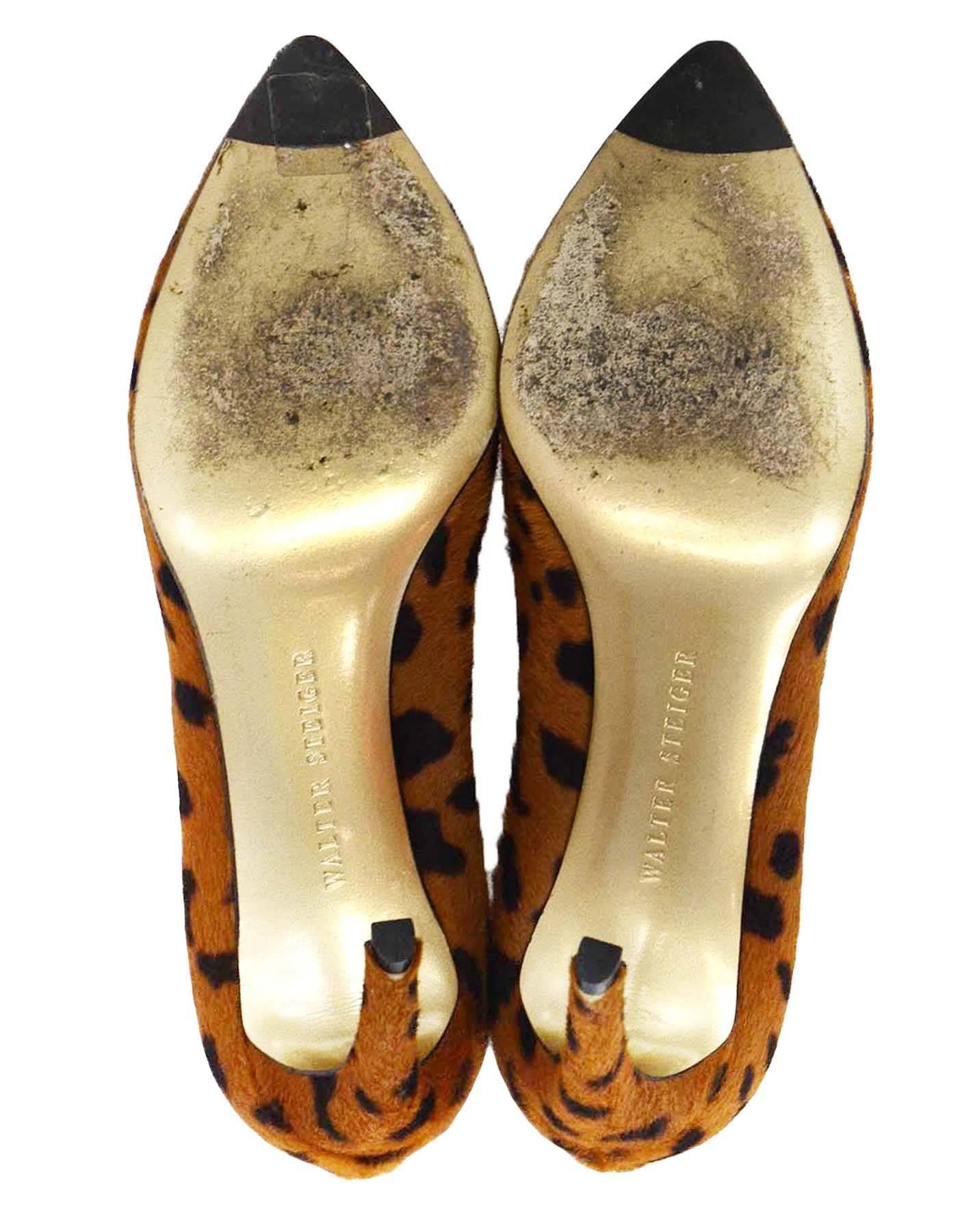 Women's Walter Steiger Leopard Ponyhair Pumps Sz 39