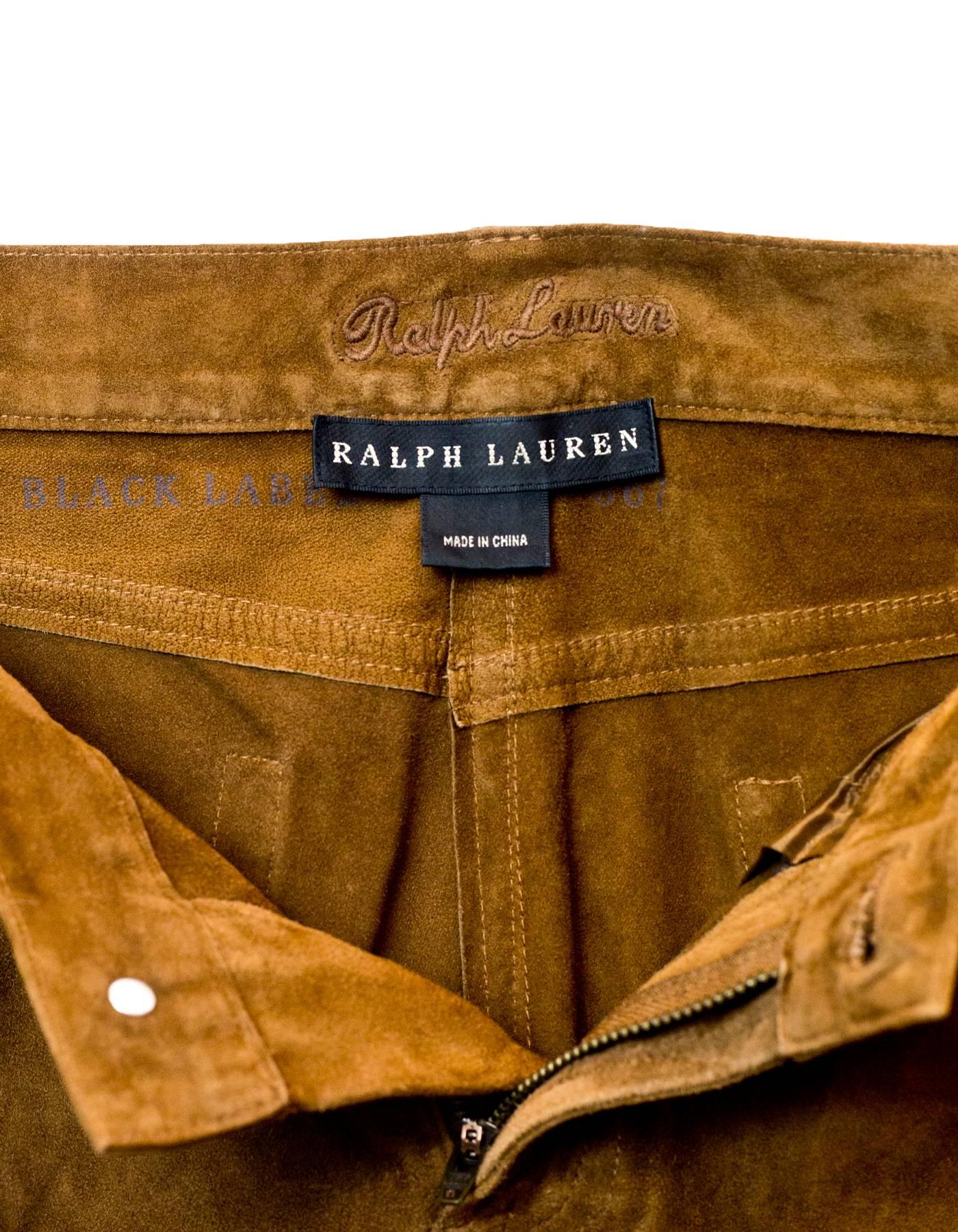 Beige Ralph Lauren Black Label Tan Suede Pants Sz 6