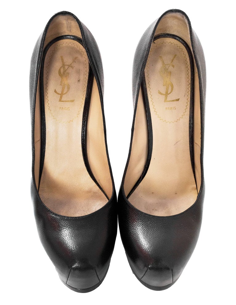 YSL Black Tribtoo Pumps Sz 38.5 with Box at 1stDibs