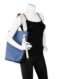 Celine Blue & Black Shiny Calfskin Small Twisted Cabas Tote Bag