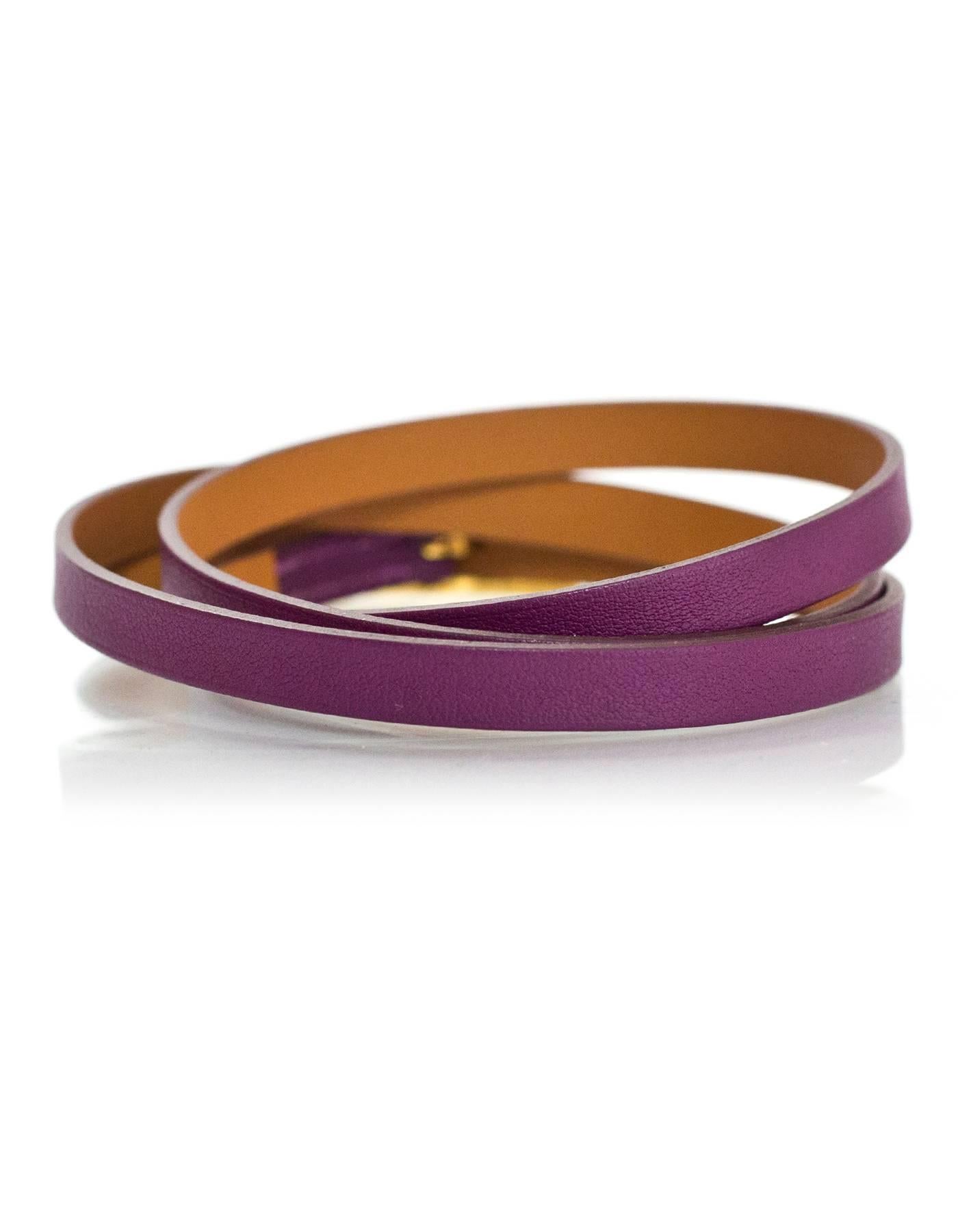 Hermes Anemone Purple Hapi 3 H Wrap Bracelet Sz M 1