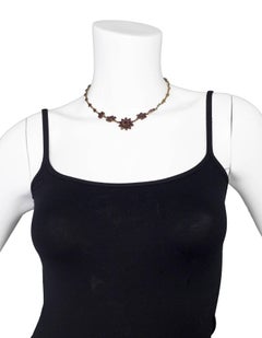 Vintage Bohemian Garnet Flower Necklace