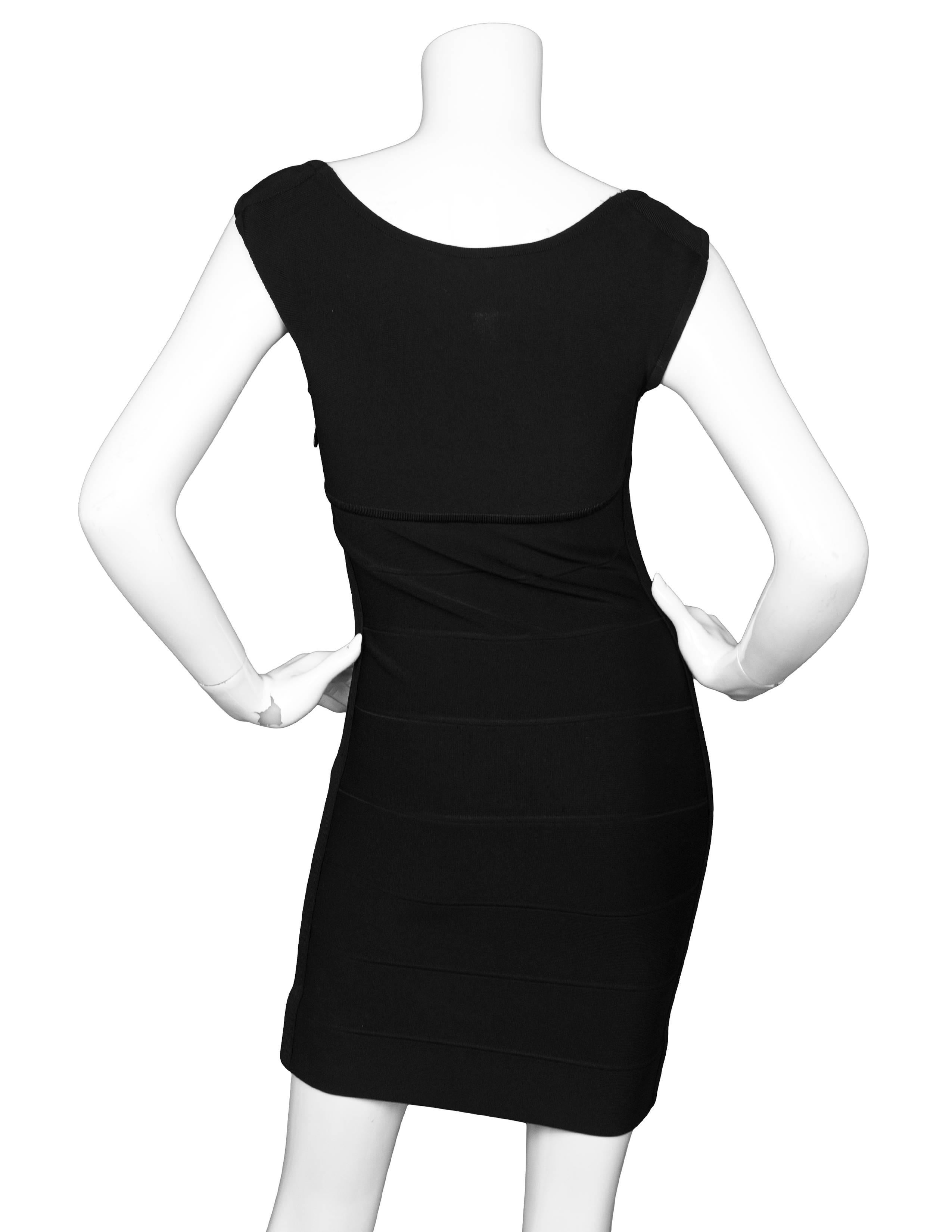 Herve Leger Black Bandage Dress Sz S In Excellent Condition In New York, NY