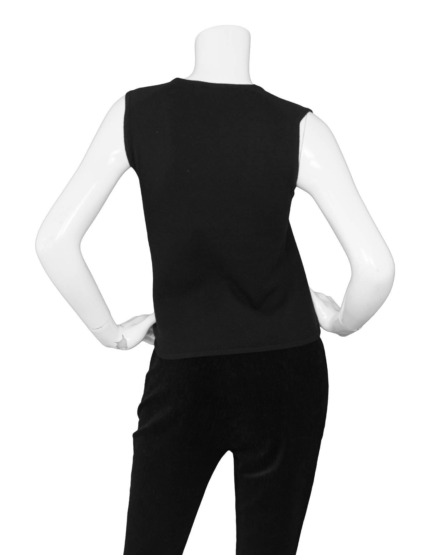 Chanel Black Cashmere Sleeveless Top Sz FR38 In Excellent Condition In New York, NY