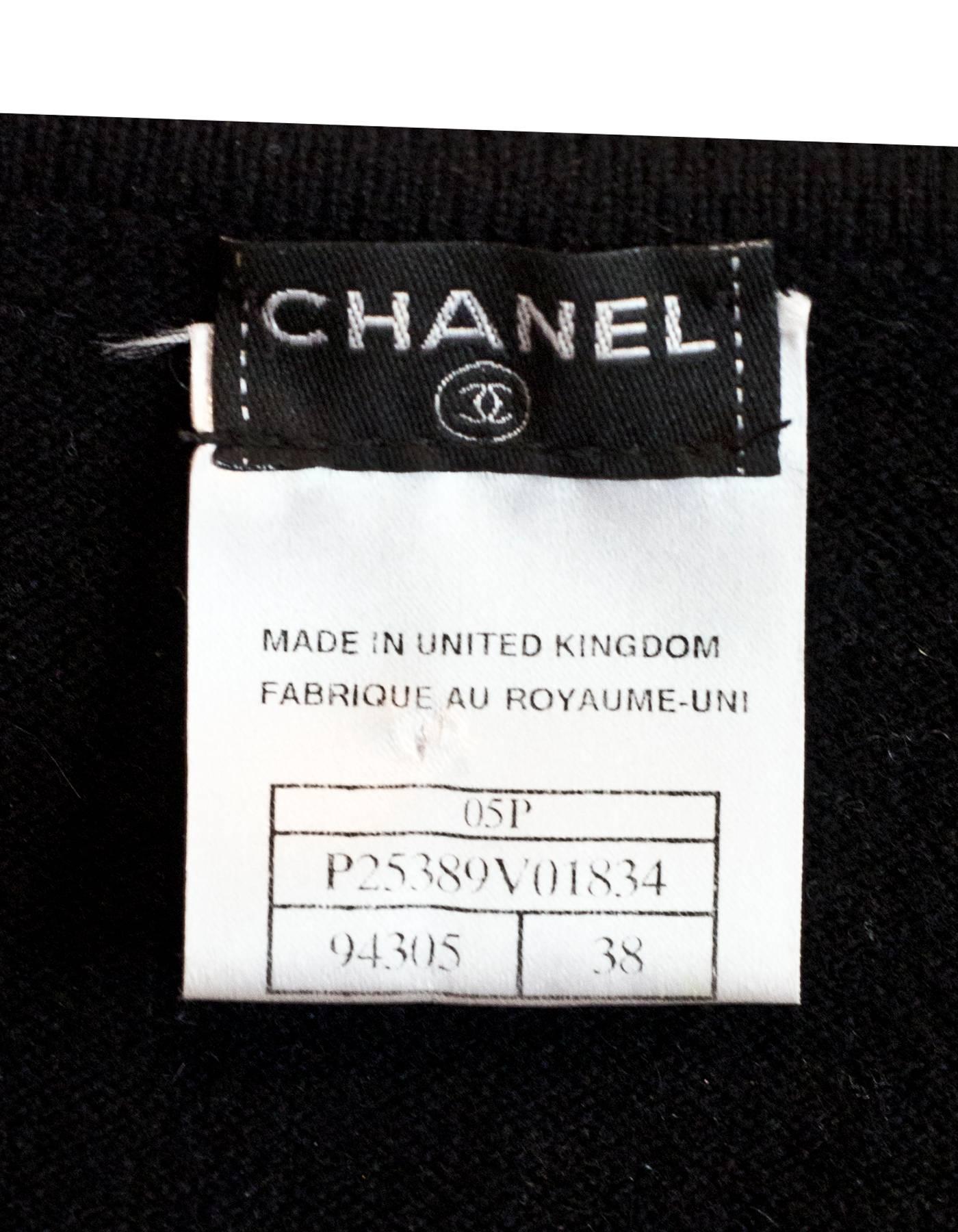 Women's Chanel Black Cashmere Sleeveless Top Sz FR38