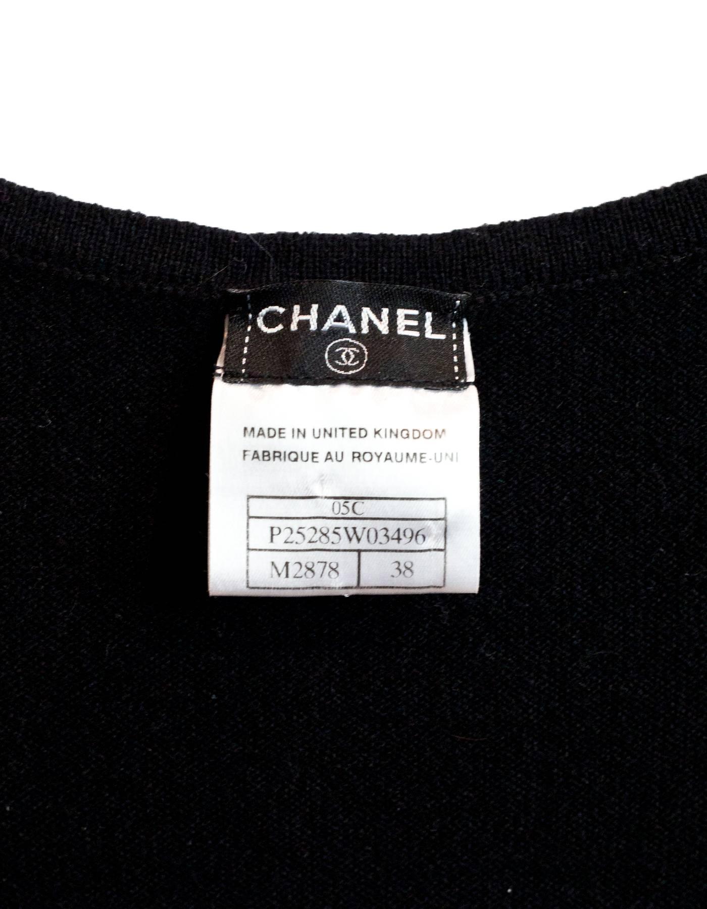Women's Chanel Black Cashmere Sleeveless Top Sz FR38