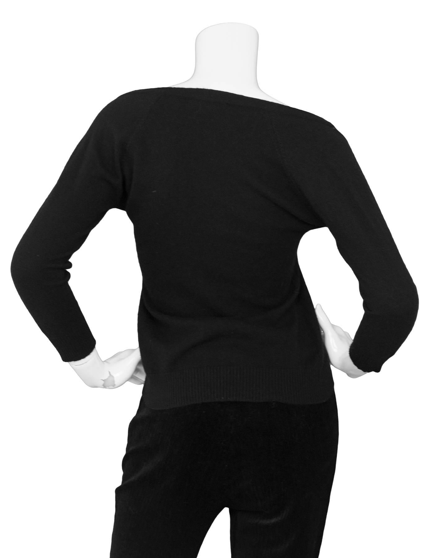 Emilio Pucci Black Cashmere V-Neck Sweater Sz 8 In Good Condition In New York, NY