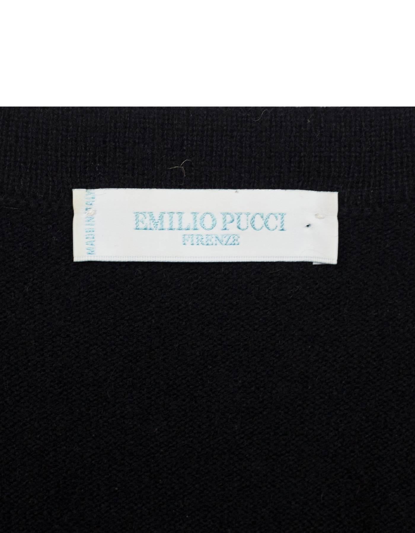 Emilio Pucci Black Cashmere V-Neck Sweater Sz 8 1