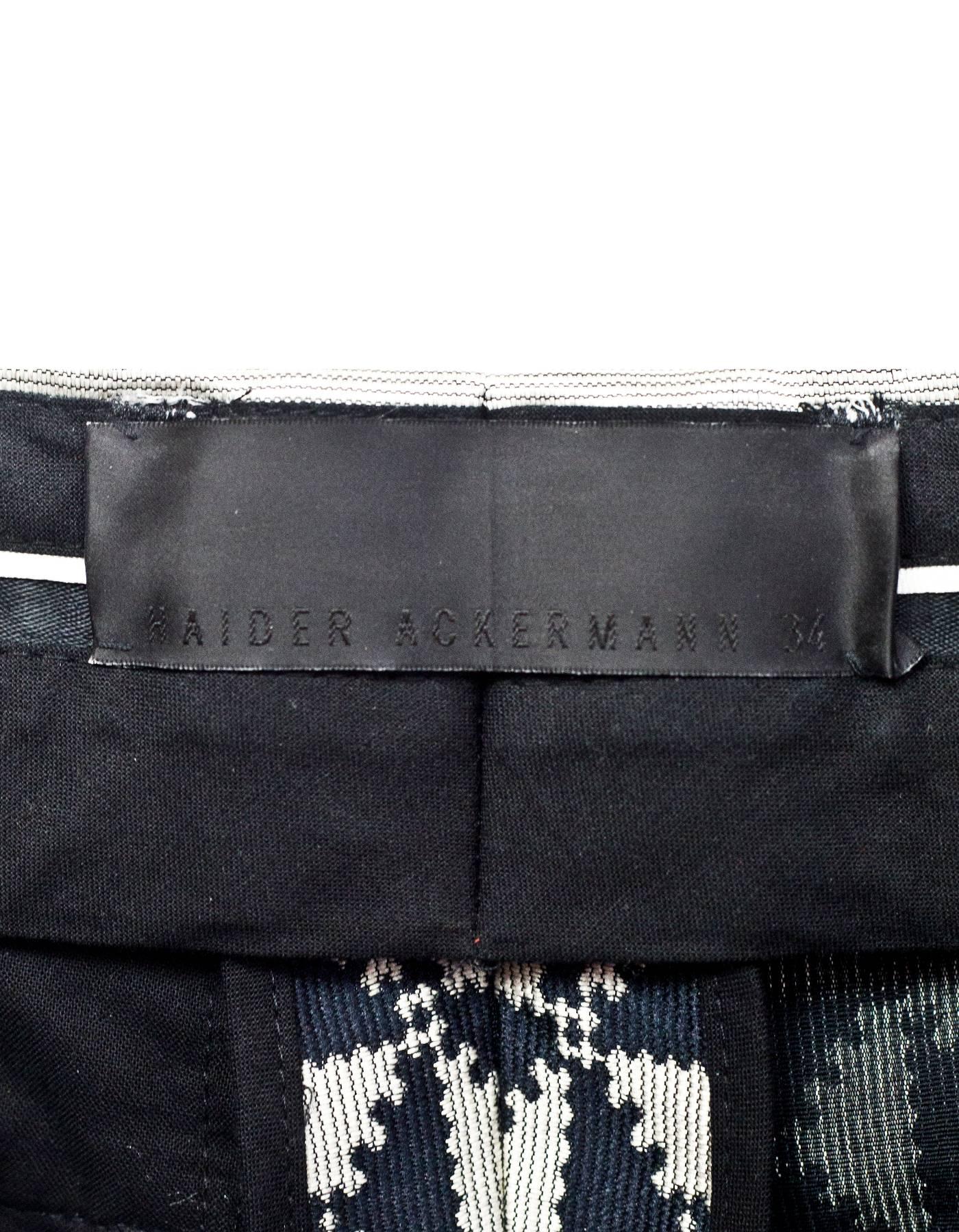 Women's Haider Ackermann Black and Silver Print Pants Sz FR34