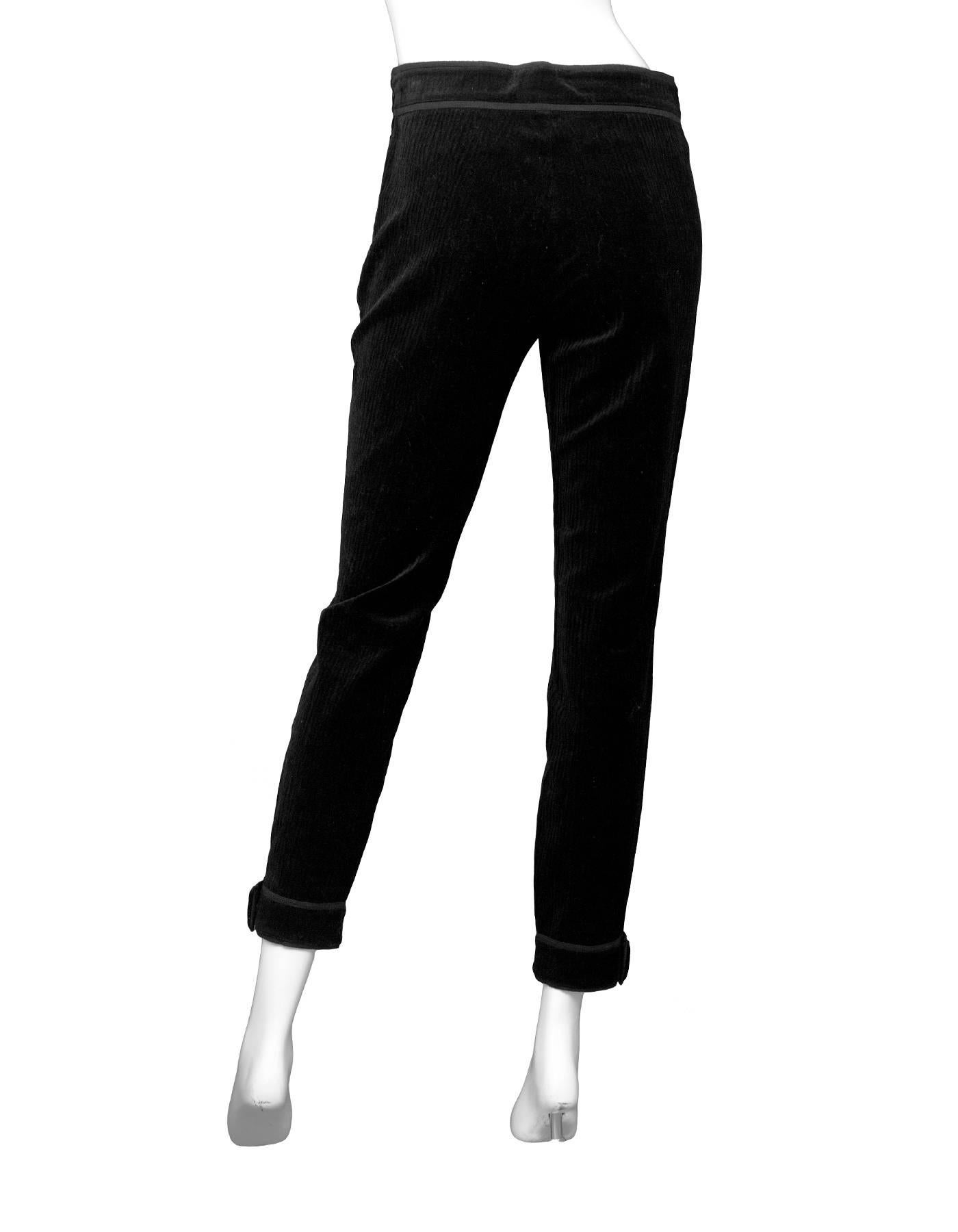 Chanel Black Velvet Pants Sz FR38 In Excellent Condition In New York, NY