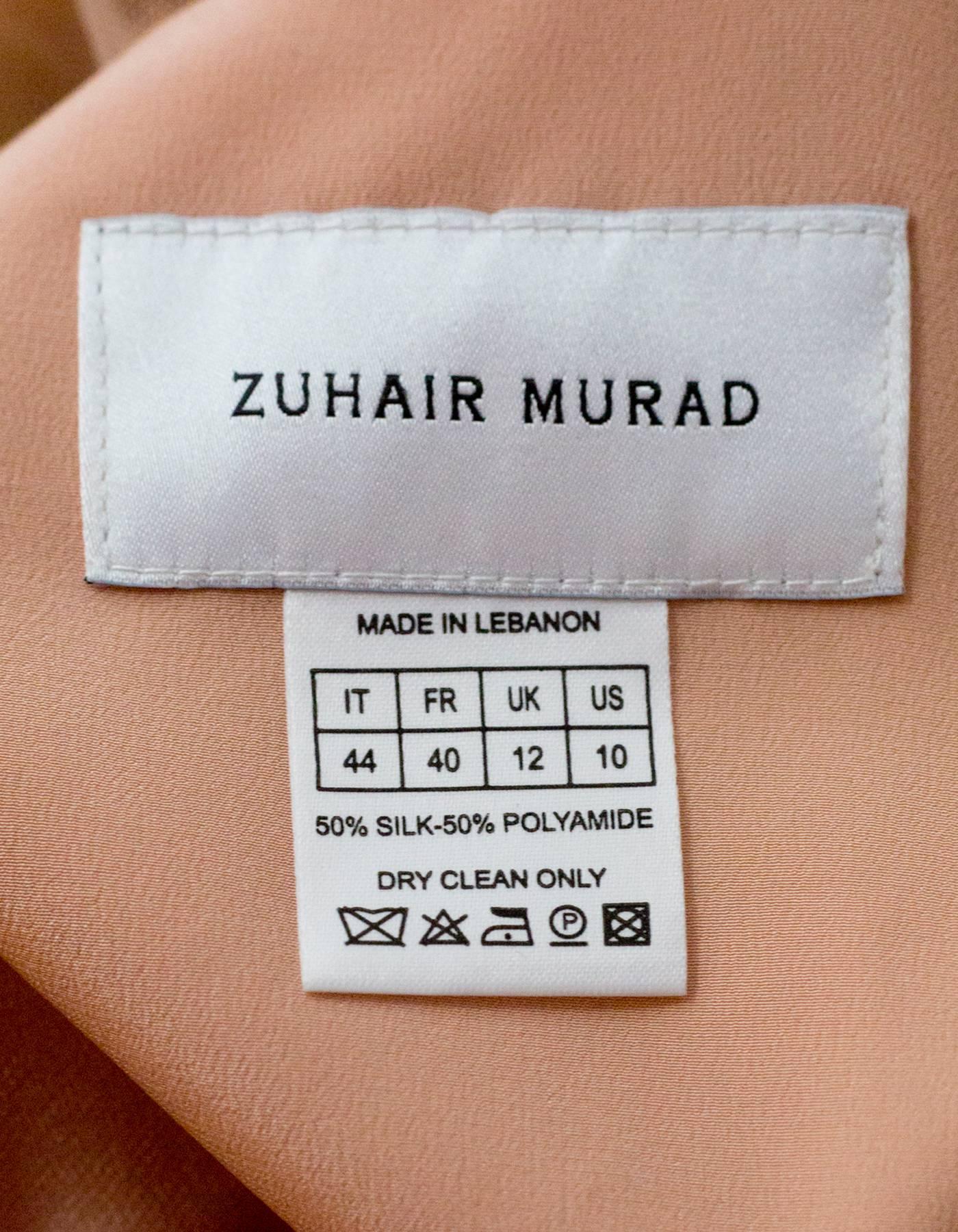Women's Zuhair Murad Blush Beaded Silk-Tulle Gown Sz US10 NWT
