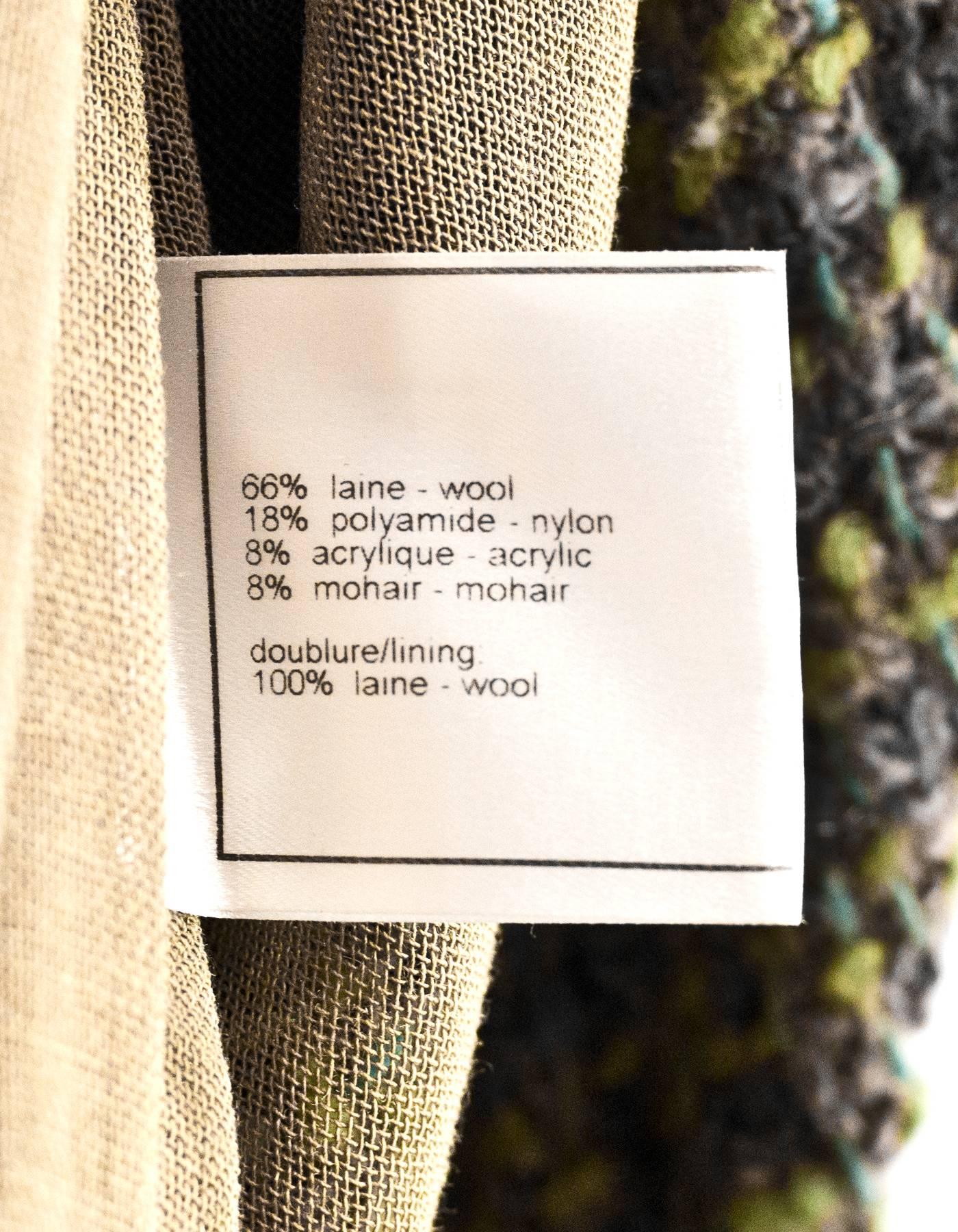 Chanel Green & Brown Wool Sweater Coat Sz FR40 2