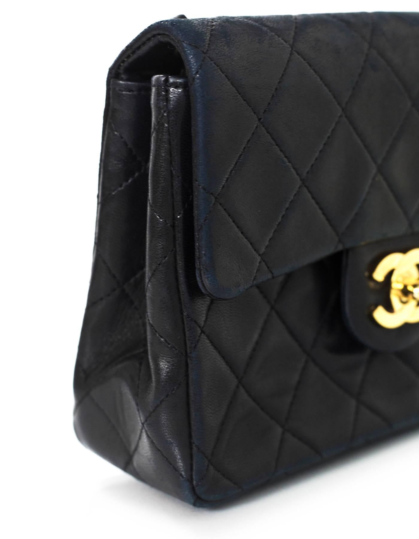 Women's Chanel Vintage Black Quilted Lambskin Square Mini Flap Bag with DB