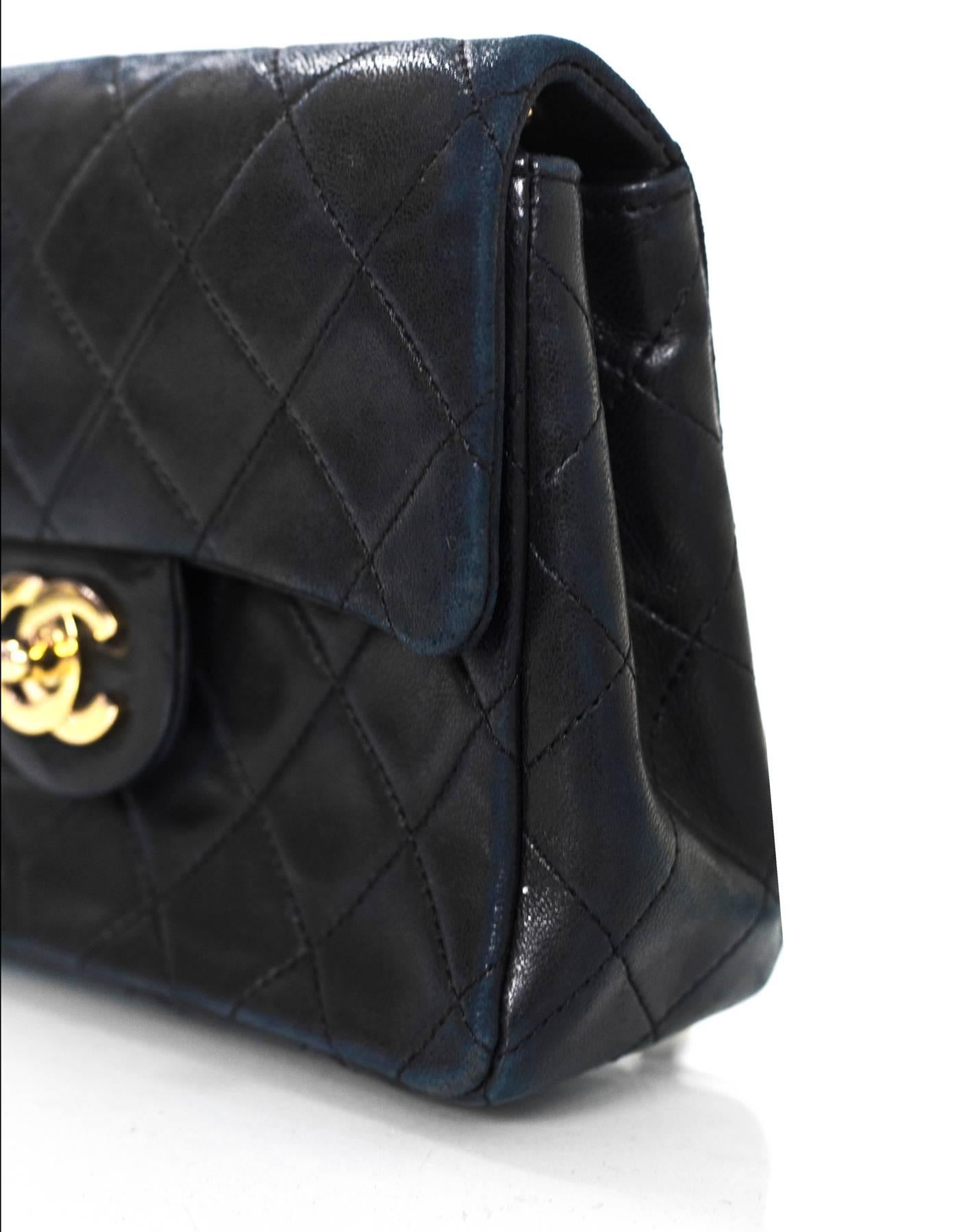 Chanel Vintage Black Quilted Lambskin Square Mini Flap Bag with DB 2