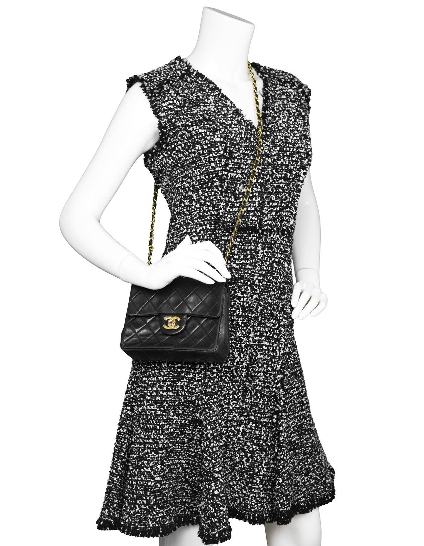 chanel lambskin quilted mini square flap black