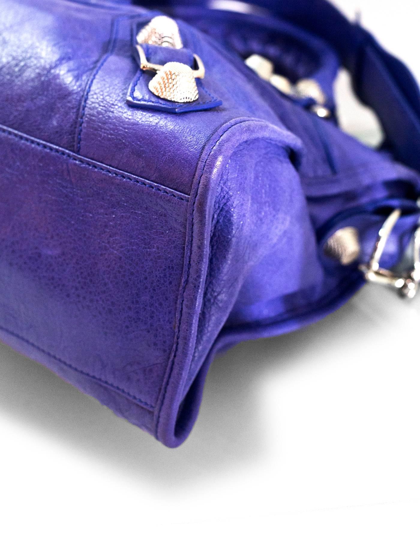 Purple Balenciaga Bleu Lavande Agneau Lambskin Giant 21 City Tote Bag