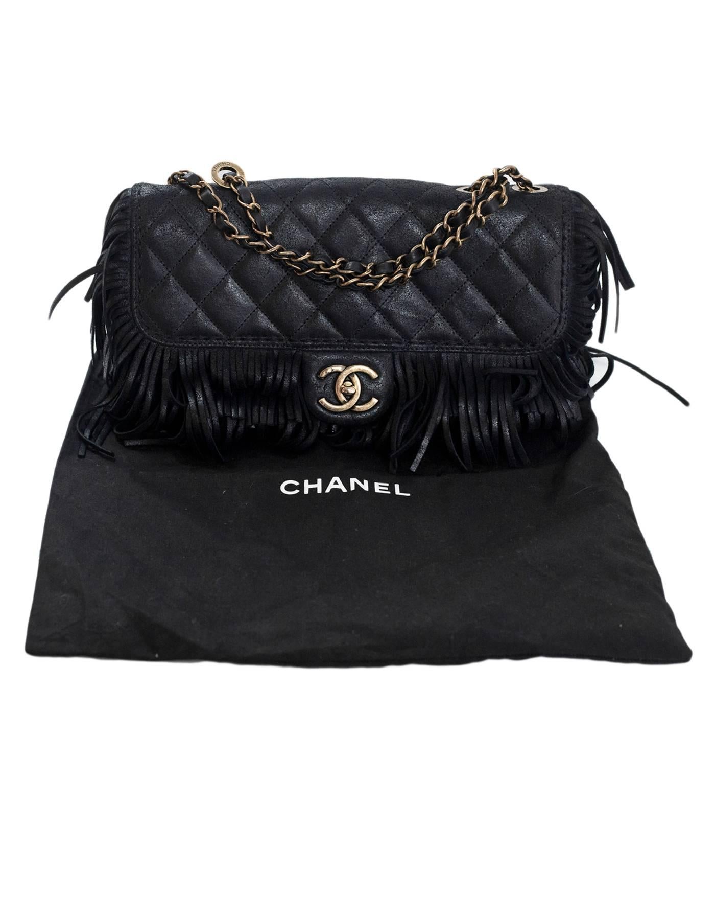 Chanel Black Quilted Nubuck Calfskin Paris/Dallas Fringe Flap Bag RT. $4, 700 4