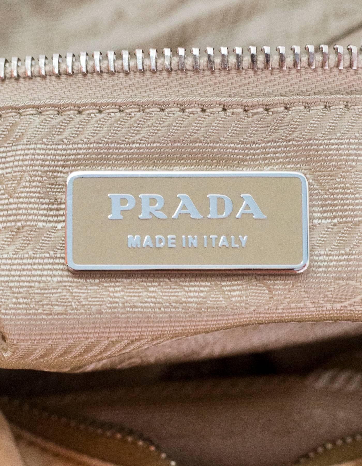 Prada Beige Tessuto Tie-Dye Hobo Bag w/ Embroidered Detail In Excellent Condition In New York, NY