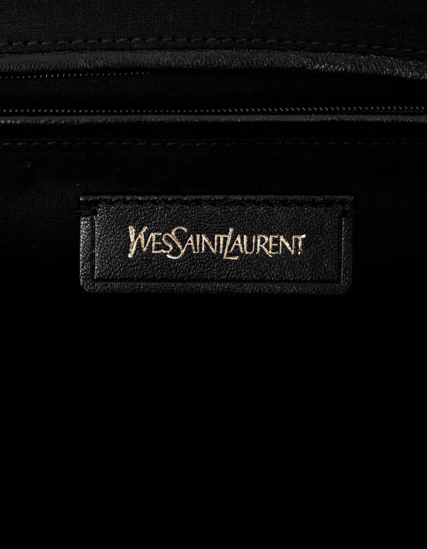 Yves Saint Laurent Cabas ChYc Medium Flannel and Patent Leather Tote Bag In Excellent Condition In New York, NY