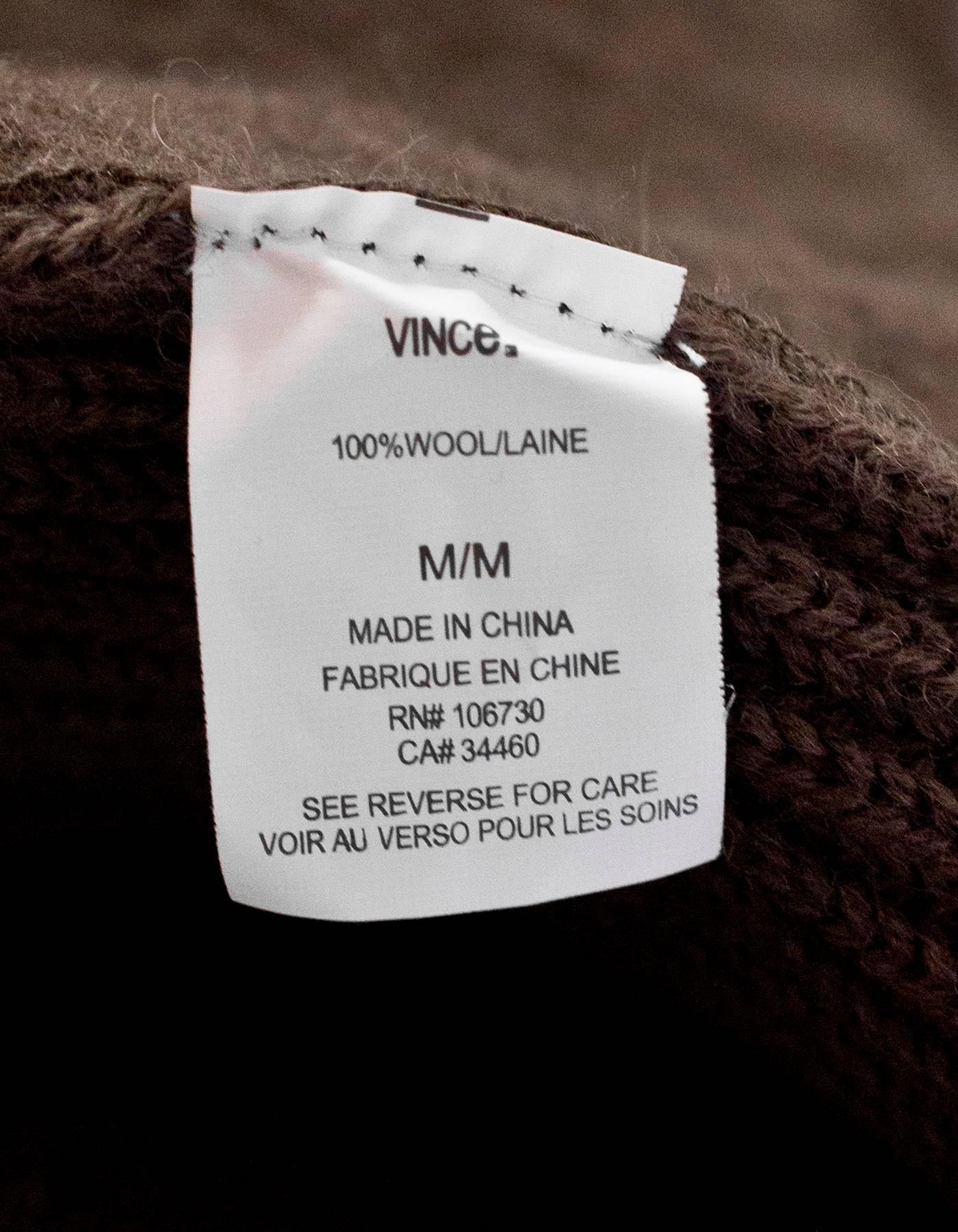 Black Vince Brown Wool Open Sweater Sz M NWT