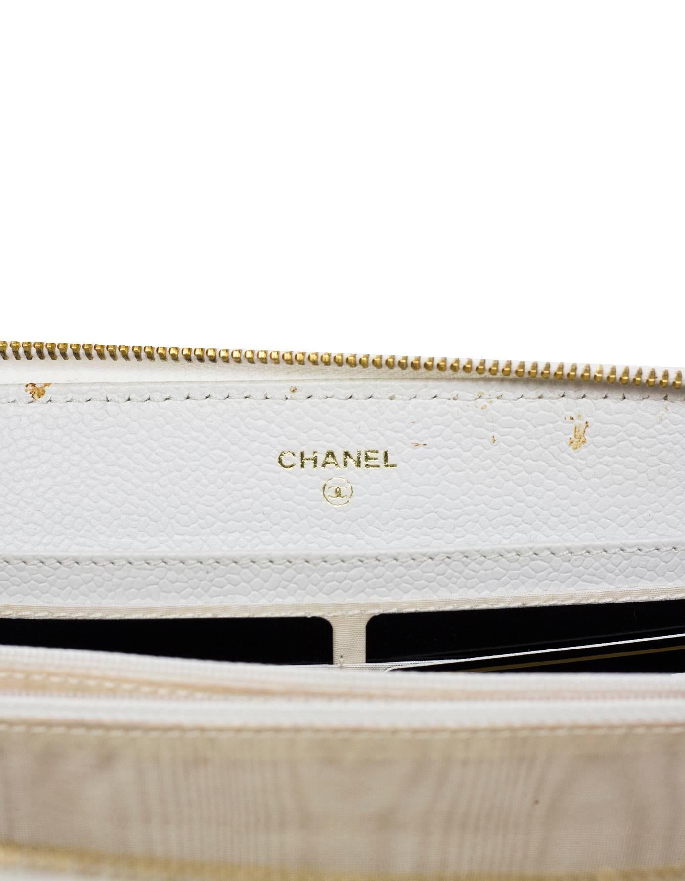 Chanel White Caviar Leather Timeless CC XLClutch Bag/Folio Wallet 3
