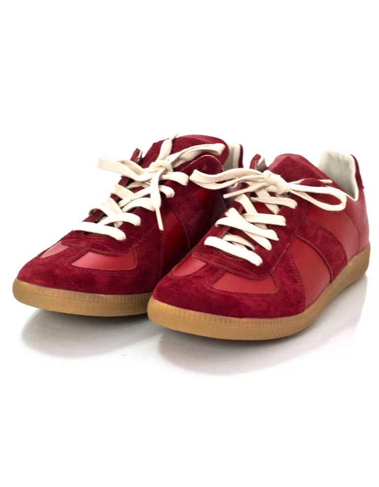 Maison Margiela Men's Red Leather and Suede Sneakers Sz 41 NIB For Sale ...