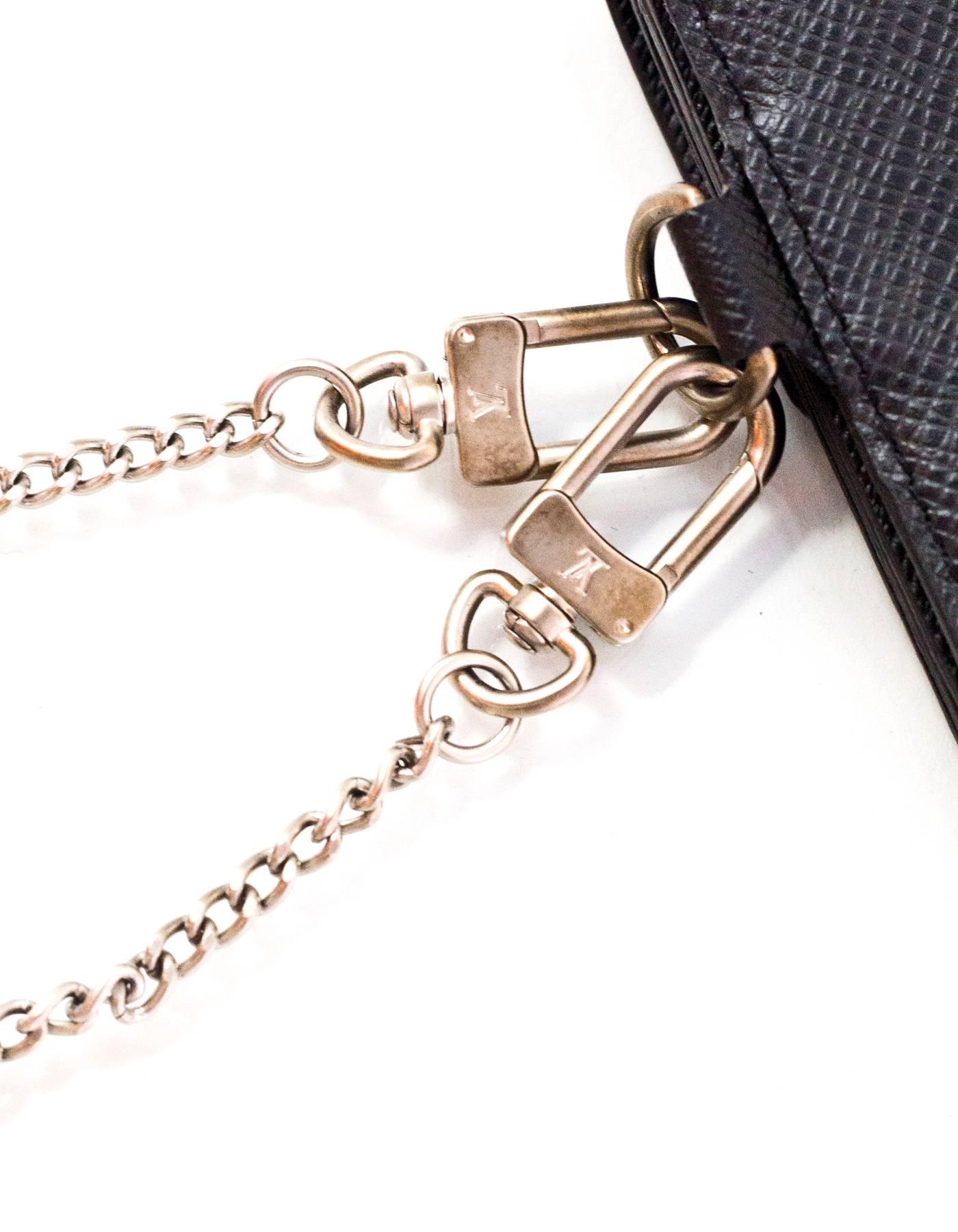Louis Vuitton Black Taiga Leather Double Snap Chain Wallet 2