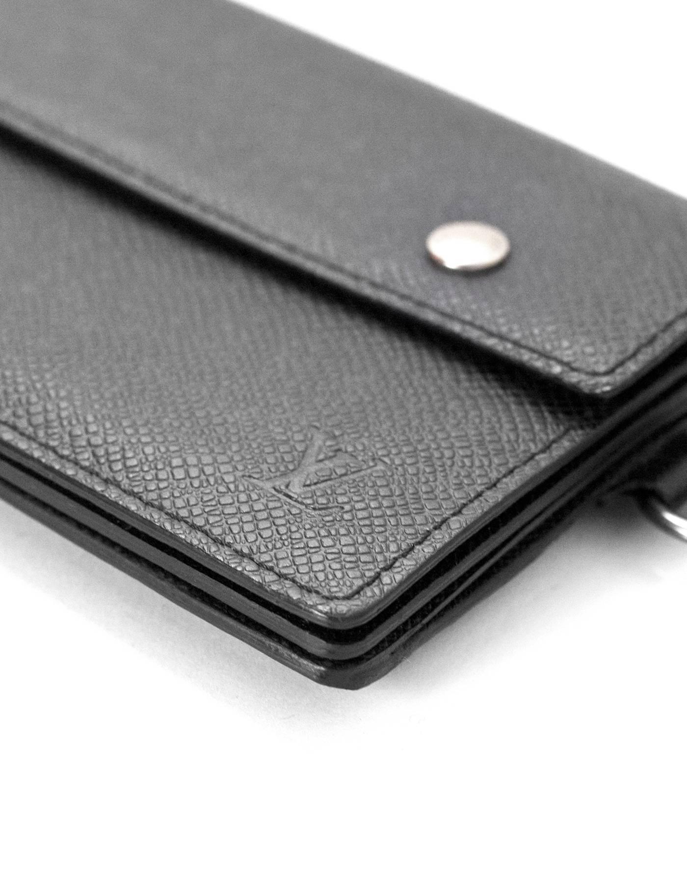 Louis Vuitton Black Taiga Leather Double Snap Chain Wallet 1